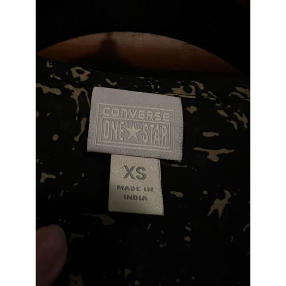 Converse One Star Women's Sheer Pleated Blouse Long Sleeve Black Size XS - Picture 6 of 9